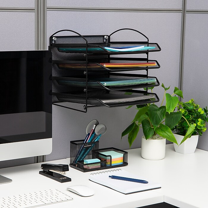 Mind Reader Metal Mesh Desktop File Organizer, 3-Tier