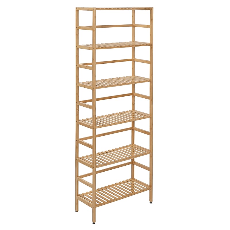 Honey-Can-Do 6-Tier Bamboo Shelf, 64" x 23.6" x 10", Natural (SHF-09979) image 1