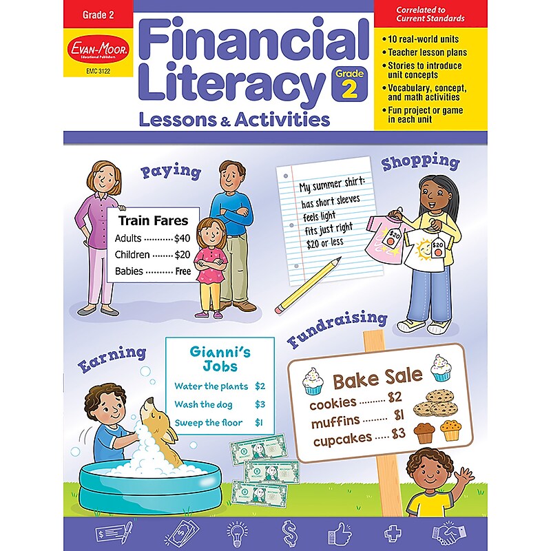 Evan-Moor Educational Publishers Financial Literacy Lessons & Activities, Grade 2 (EMC3122) image 1
