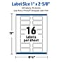 Avery Laser/Inkjet Rectangle Multipurpose Labels, 1" x 2-5/8", White, 160/Pack (S00-F4N)~#|#~A96D9455-D344-447E-9E6767A1905908AC_sc7