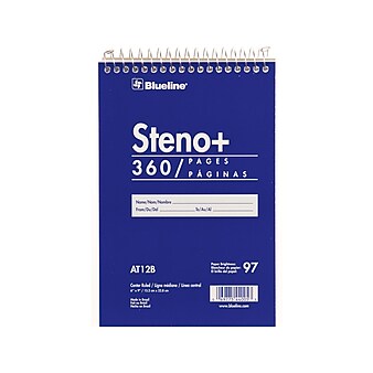 Blueline Steno+ Pad, 6" x 9", Pitman-Ruled, Blue, 180 Sheets/Pad (AT12B)