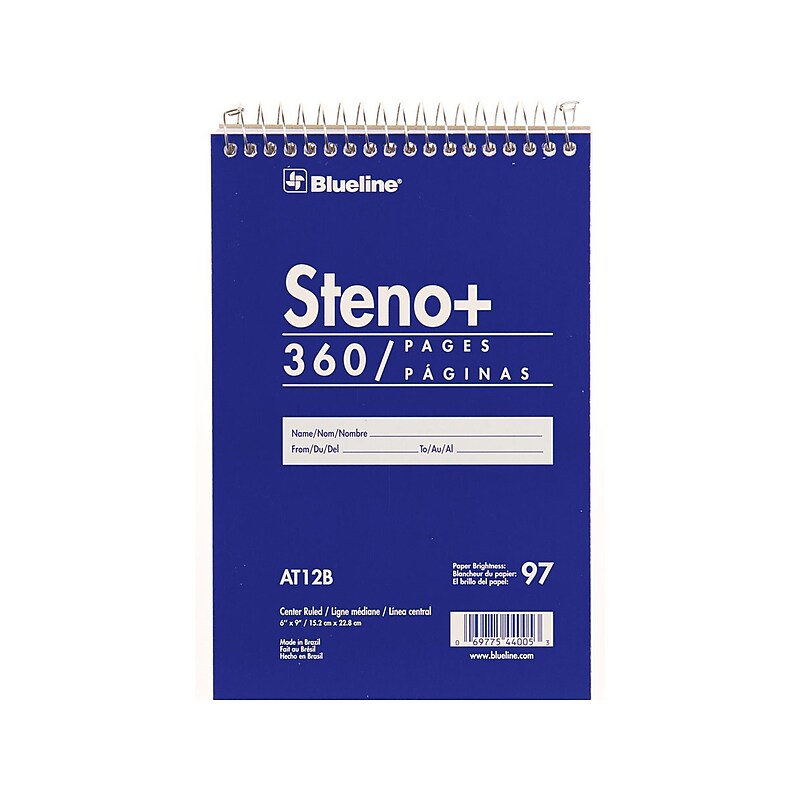 Blueline Steno+ Pad, 6" x 9", Pitman-Ruled, Blue, 180 Sheets/Pad (AT12B) image 1