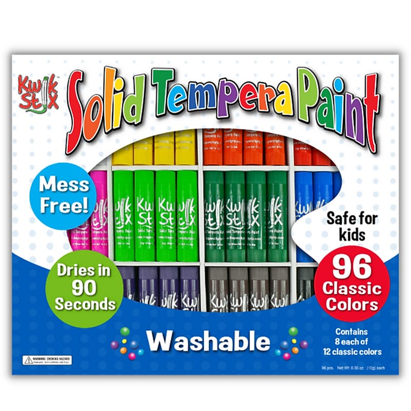 The Pencil Grip Kwik Stix Solid Tempera Paint Classpack, Assorted Colors, 96/Pack (TPG-696) image 1