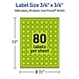 Avery Laser/Inkjet Multipurpose Square Labels, 0.75" x 0.75", Bright Green, 1600/Pack (94102)~#|#~A97296F7-CB4F-4D17-87D522448C38BDD2_sc7