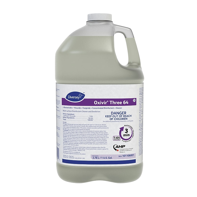 Diversey Oxivir Three 64 Disinfecting Cleaner and Deodorizer, 1 gal., 4/Carton (101106001) image 1