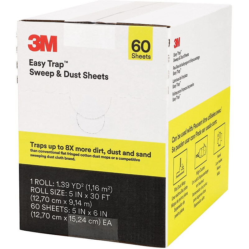 3M Easy Trap Cotton Dusting Cloths, 6" x 5", White, 30-Ft. Roll, 60 Sheets/Roll (59032W) image 1