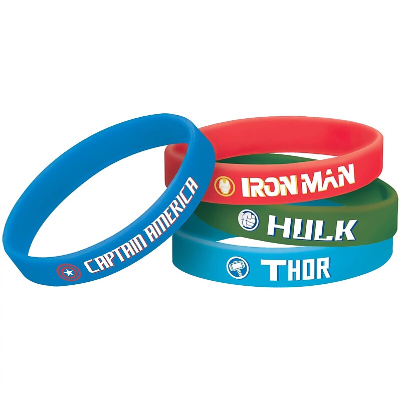 Party City Avengers Birthday Rubber Bracelets, 4/Pack (AM3979690) image 1
