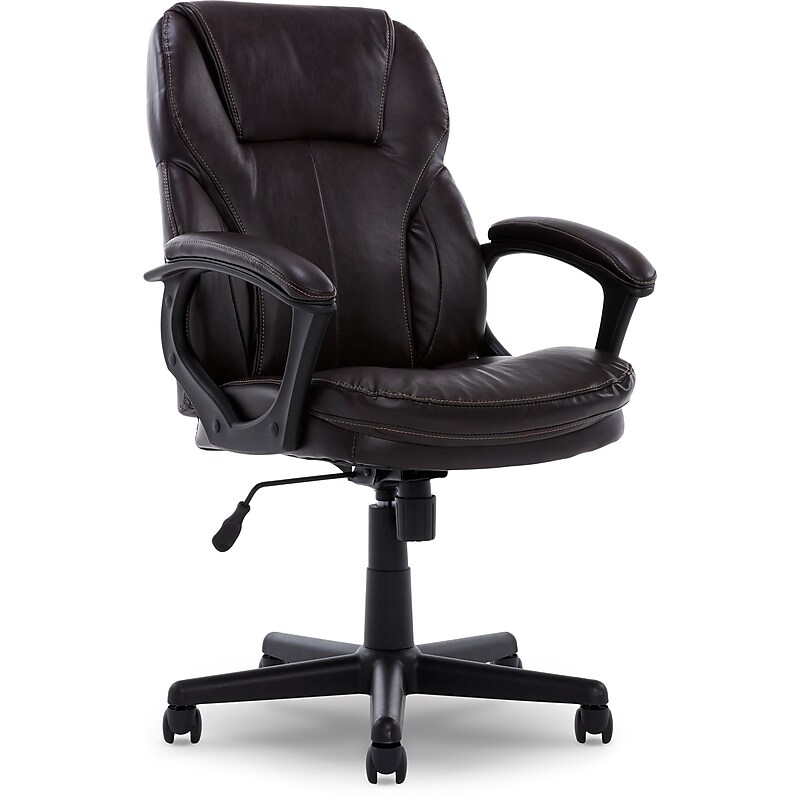 Serta Manager's Office Chair, Puresoft® Faux Leather, Roasted Chestnut Brown (43669OSS) image 1