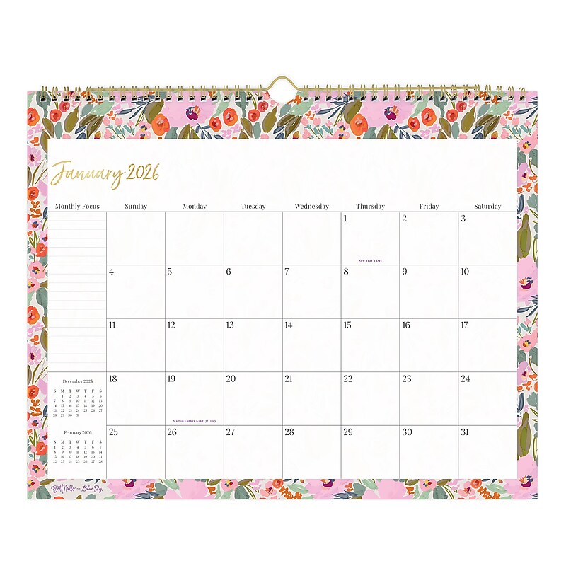 2026 Blue Sky Blue Sky 15" x 12" Monthly Wall Calendar, Jungle Garden (158066) image 1