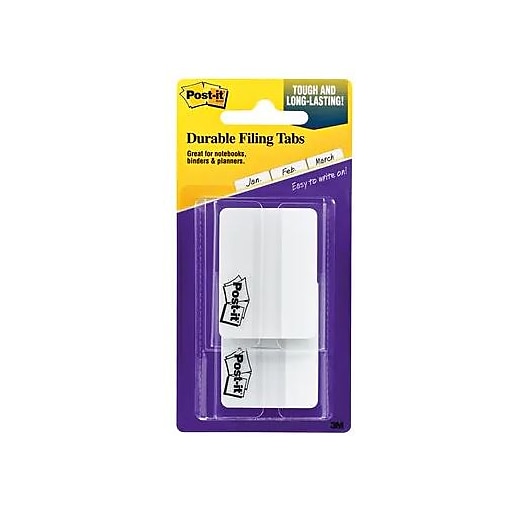 Post-it® Tabs, 2 inch Solid, White, 25 Tabs/On-the-Go Dispenser, 2
