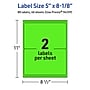 Avery Rectangle Multipurpose Labels, 5" x 8-1/8", Neon Green, 80/Pack (94259)~#|#~A98EEB19-88E6-403A-900D2D7CAF51EF65_sc7