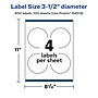 Avery Laser/Inkjet Round Multipurpose Labels, White, 4 Labels/Sheet, 100 Sheets/Pack (94514-WGP100)~#|#~A9922422-5468-43BF-9FFF61897A007962_sc7