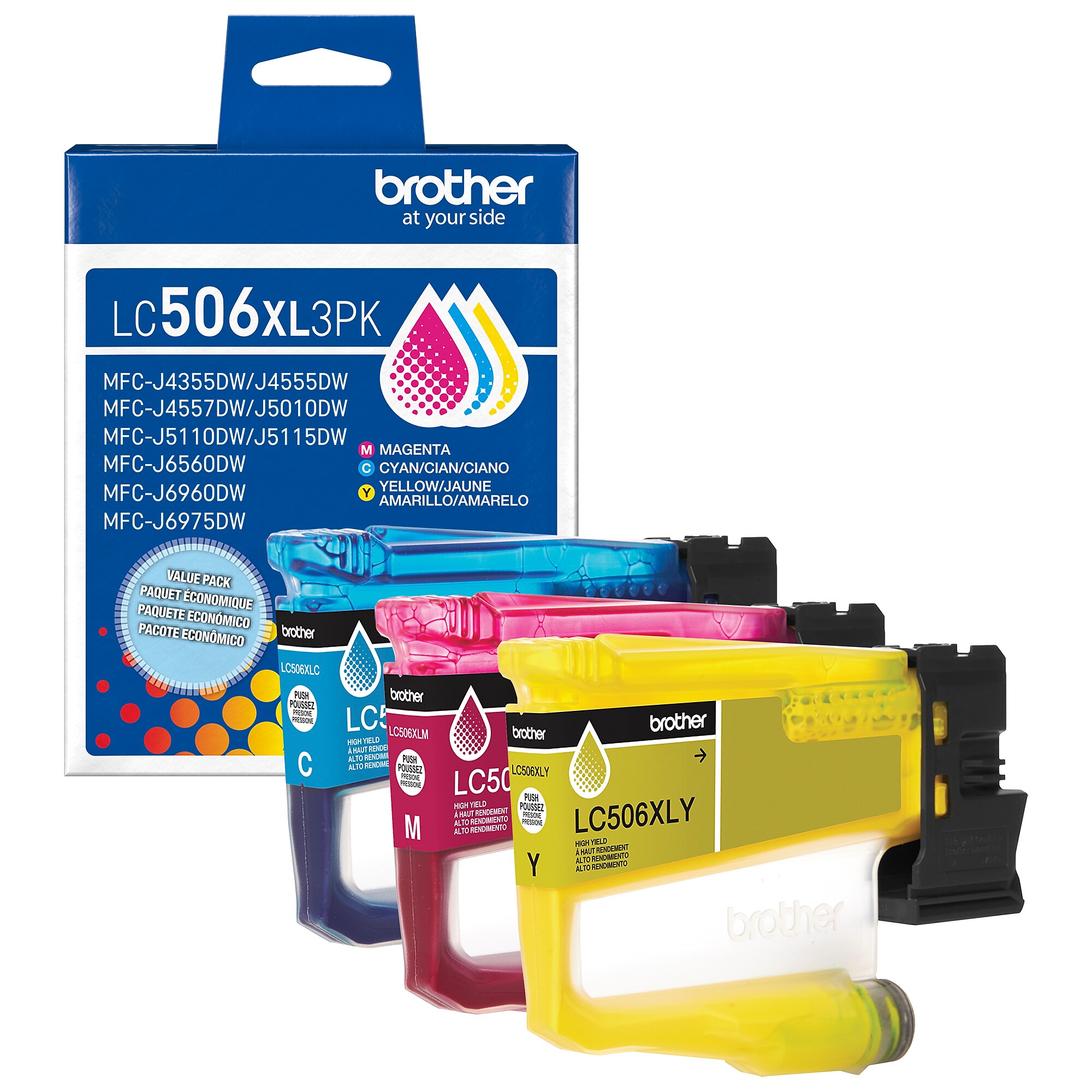 Brother LC506XL Cyan/Magenta/Yellow High Yield Ink Cartridge, 3/Pack (LC506XL3PKS) Sansujyuku sansujyuku.com