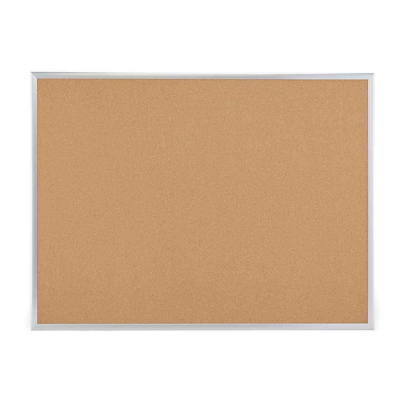 Staples Cork Bulletin Board, Aluminum Frame, 4'W x 3'H (28345-CC) image 1