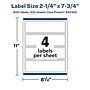 Avery Laser/Inkjet Multipurpose Labels, White, 4 Labels/Sheet, 100 Sheets/Pack (94244-WMP100)~#|#~A9A65FCA-121F-421F-9ABBB7310D1F9C63_sc7