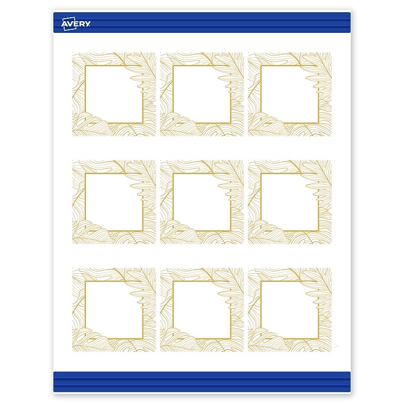 Avery Gold Florals Matte Blank Card, White, 90/Pack (S00-EW3) image 1