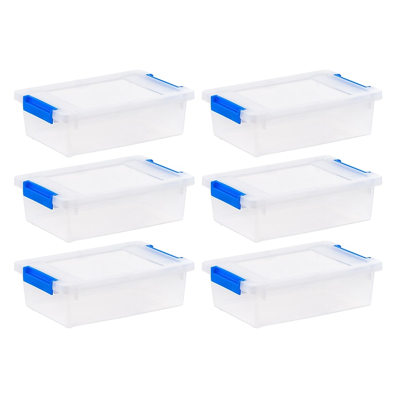 Iris 2.4 Quart Plastic Storage Bins with Latching Lids, Plastic, Clear, 6/Pack (500361) image 1