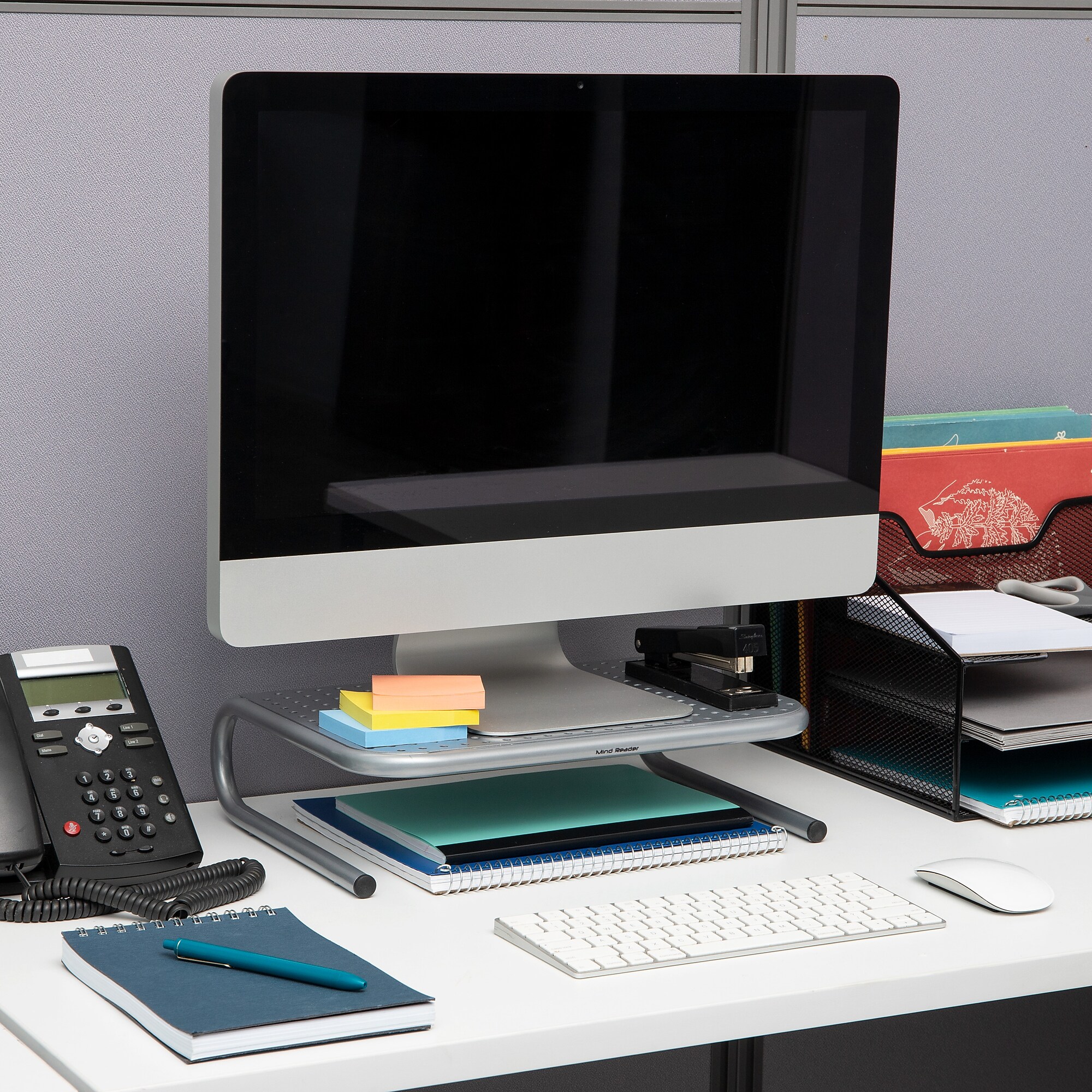 Mind Reader Ventilated Desktop Organizer Monitor Stand, Silver, 2/Pack (2METMONST-SIL) Sansujyuku sansujyuku.com