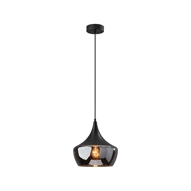 Adesso Eliza 1-Light Incandescent Pendant, Black/Smoked Glass (2141-01) image 1