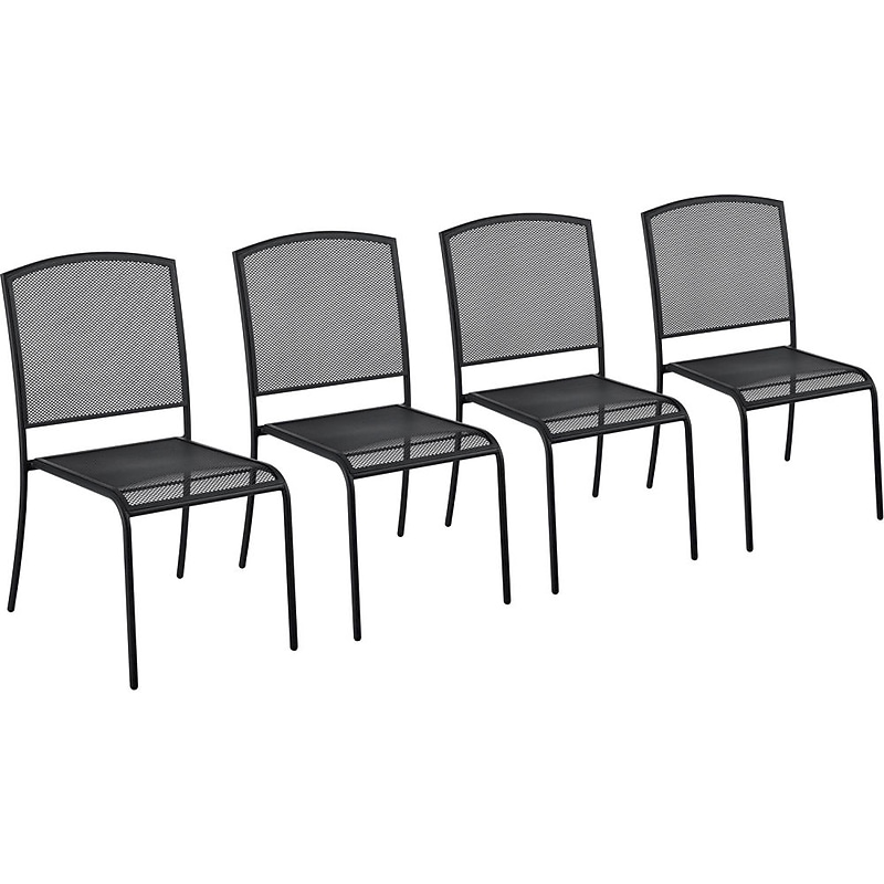 Global Industrial Outdoor Cafe Armless Stacking Chair, Steel Mesh, Black, 4 /Pack (262086BK) image 1