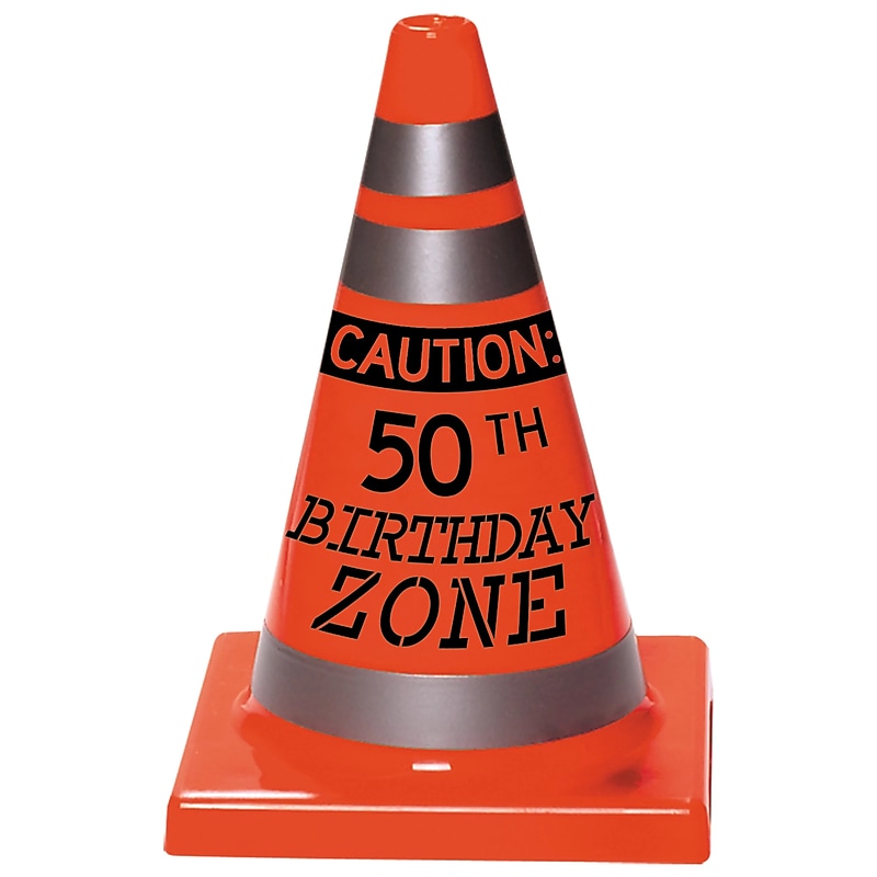Party City 50th Birthday Plastic Safety Cone Decoration, Orange (AM210681-NS) image 1