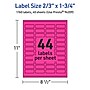Avery Rectangle Laser/Inkjet Multipurpose Labels, 2/3" x 1-3/4", Neon Magenta (1760/Box)~#|#~A9C77564-8226-494E-AAF27F29EC62BE9F_sc7