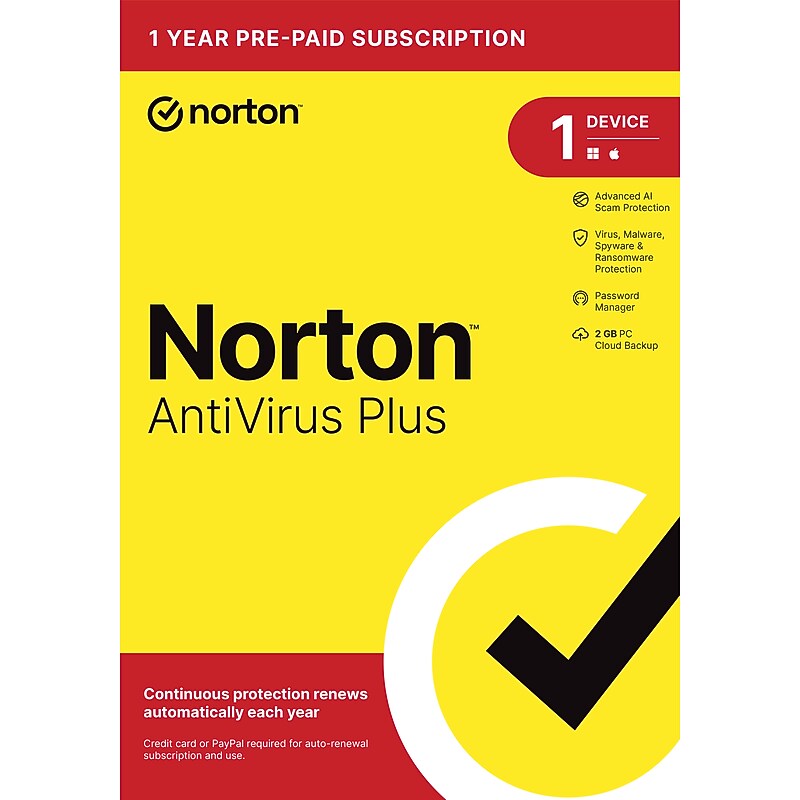 Norton AntiVirus Plus, Antivirus Software for 1 Device with Auto-Renewal, Advanced AI Scam Protection, Password Manager image 1