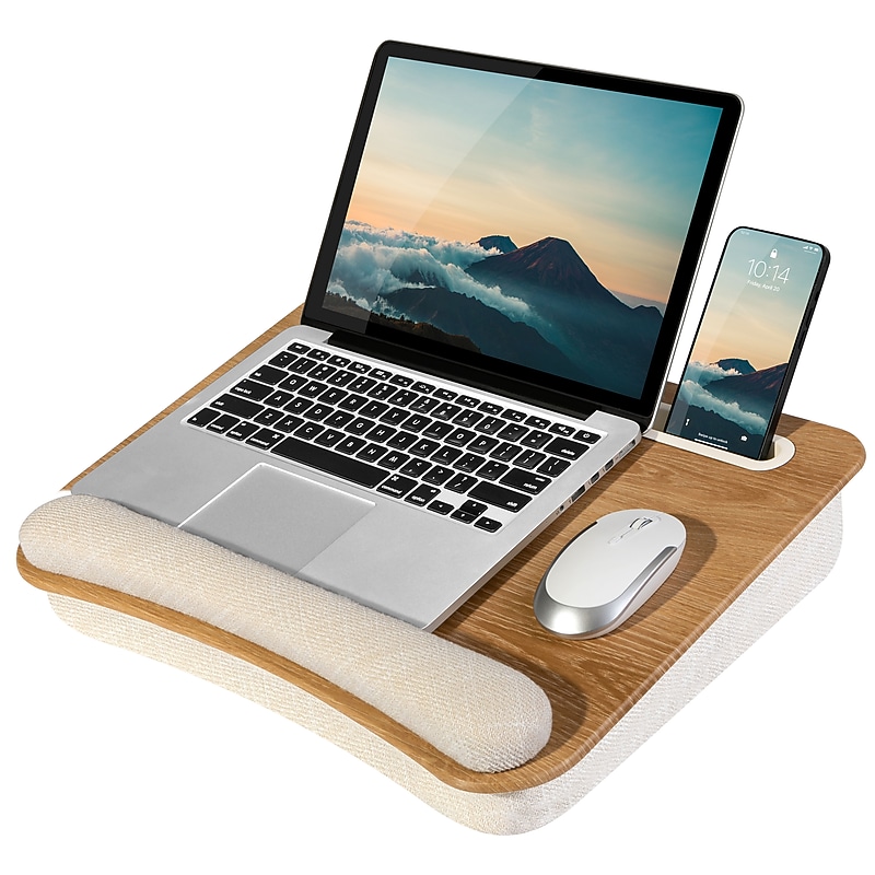 LapGear Portable 17.8" x 13.5" x 3" Laptop Lap Desk, White Oak Woodgrain image 1