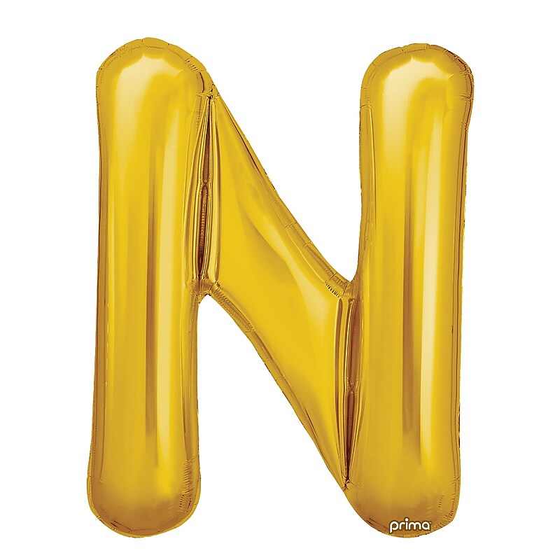 Party City (Air-Filled) 16" "N" Foil Balloon, Gold, 2/Pack (AM60050227-19) image 1