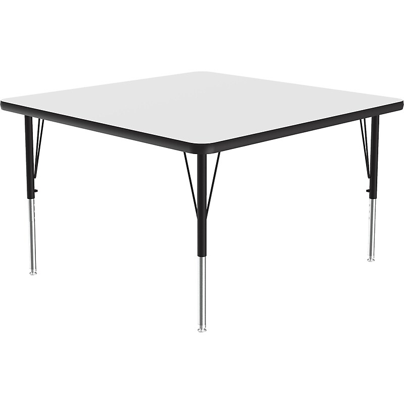 Correll Square Activity Table, 36" x 36", Height-Adjustable, Frosty White/Black (A3636DE-SQ-80) image 1