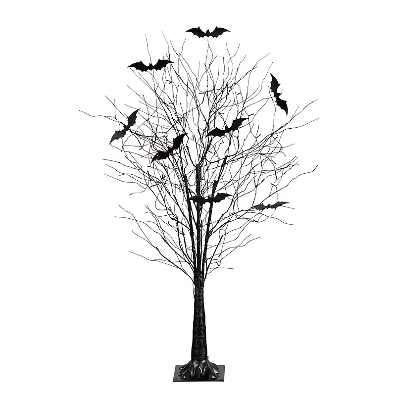 Nearly Natural Pre-Lit Artificial Halloween Black Twig Tree, 5' (T5205) image 1