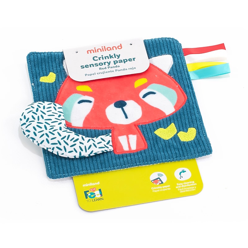 MINILAND Feel to Learn: Crinkly Sensory Paper Red Panda, Multicolored (MLE97322) image 1