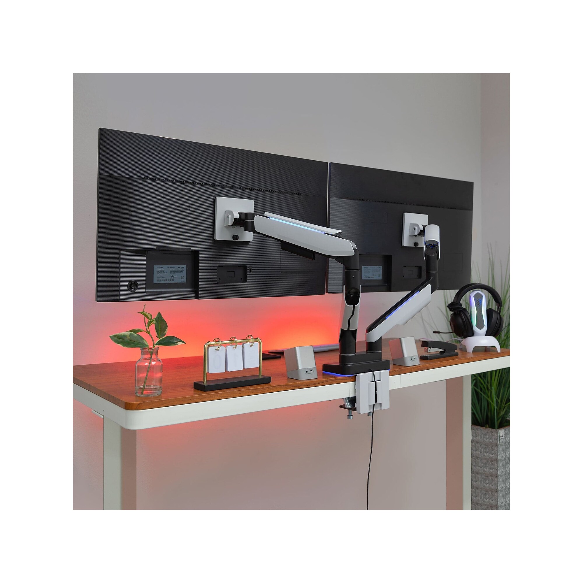 Mount-It! Adjustable Dual Monitor Arm, Up to 35″ Monitor, Grayish White/Matte Black (MI-4882) Sansujyuku sansujyuku.com