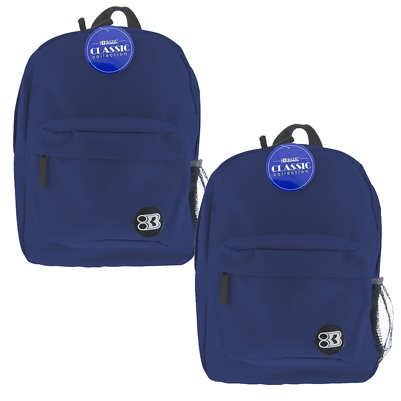 Bazic Classic Kids Laptop Compatible Backpack, Medium, Navy Blue, 2/Bundle (BAZ1060-2) image 1