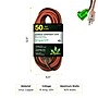 GoGreen Power 50' Indoor/Outdoor Extension Cord, 12 AWG, Orange (GG-14050)~#|#~A9FCCC11-0200-467B-B18C5C431EF91139_sc7