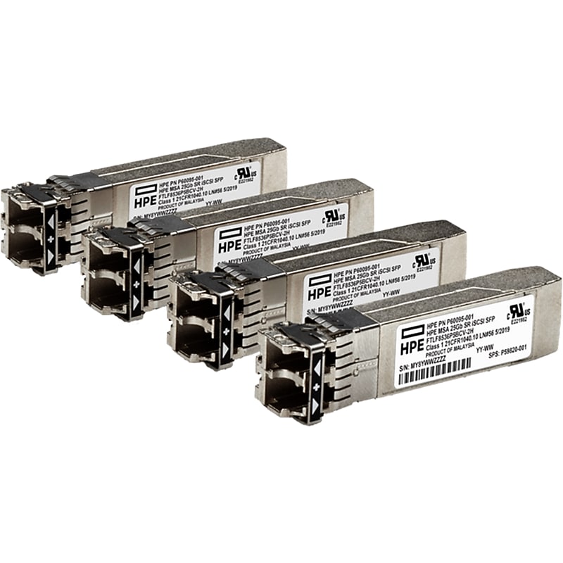 HPE Gigabit Ethernet Single Mode SFP 28 Transceiver Module, 25000 Mbps, 4/Pack (S0K91A) image 1