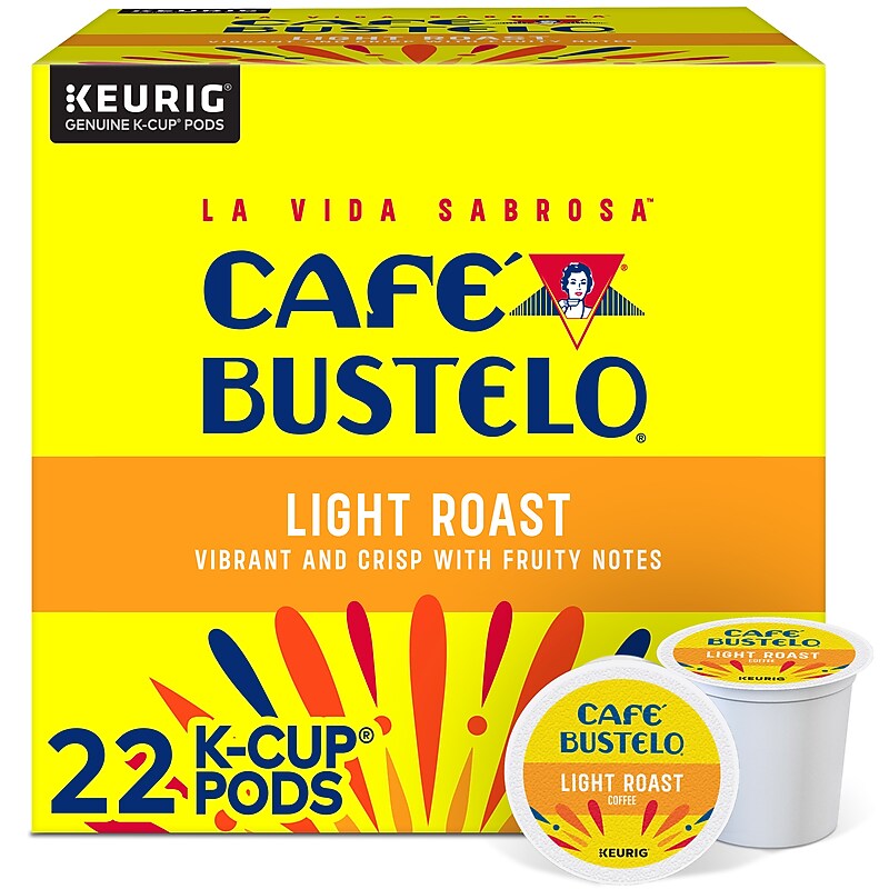 Cafe Bustelo Coffee Keurig K-Cup Pods, Light Roast, 22/Box (5000389553) image 1