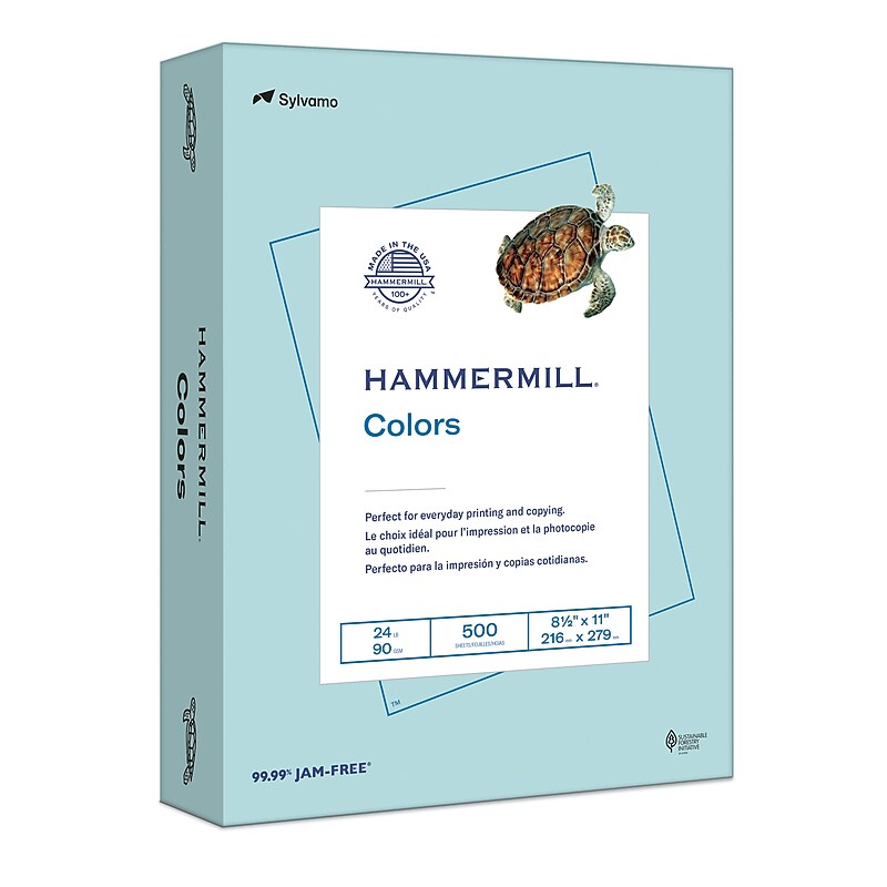 Hammermill Colors 8.5" x 11" Color Printer Paper, 24 lbs. Blue, 500 Sheets/Ream (400720RM) image 1