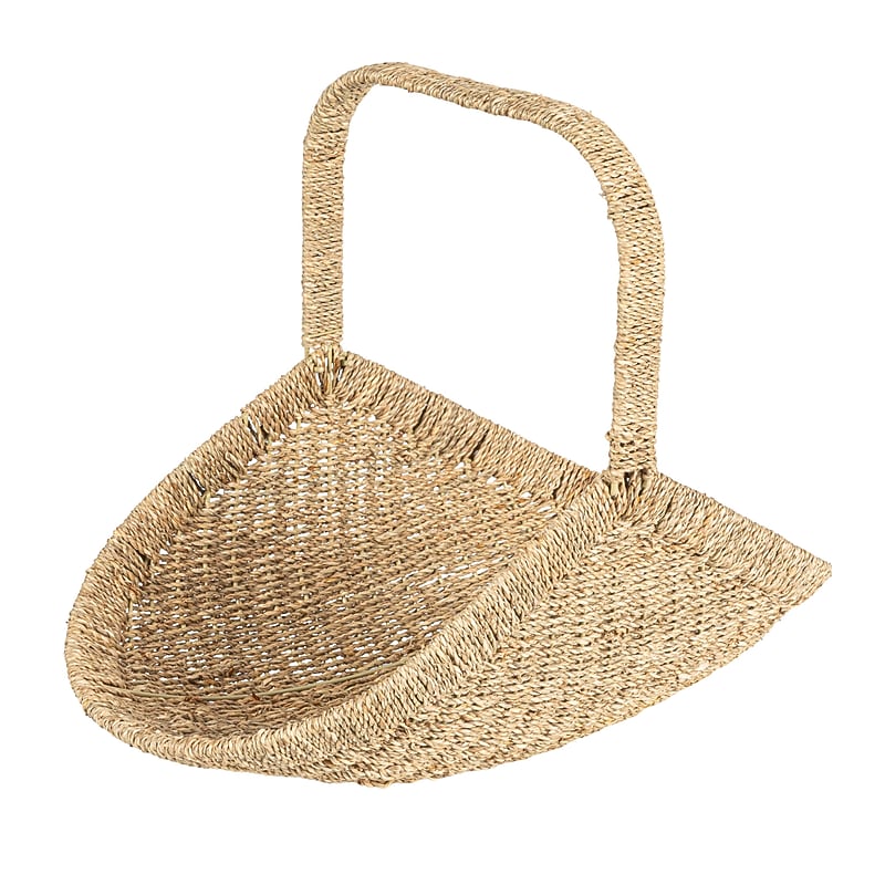 Household Essentials Woven Seagrass Flower Basket with Detachable Handle, Natural (HE1252) image 1
