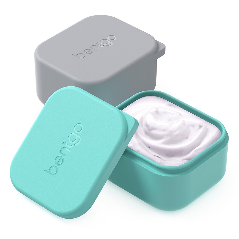 bentgo Sidekicks Kids Snack Containers, Gray/Aqua, 2.6 oz, 2/Pack (BGKDCHSC-YA) image 1