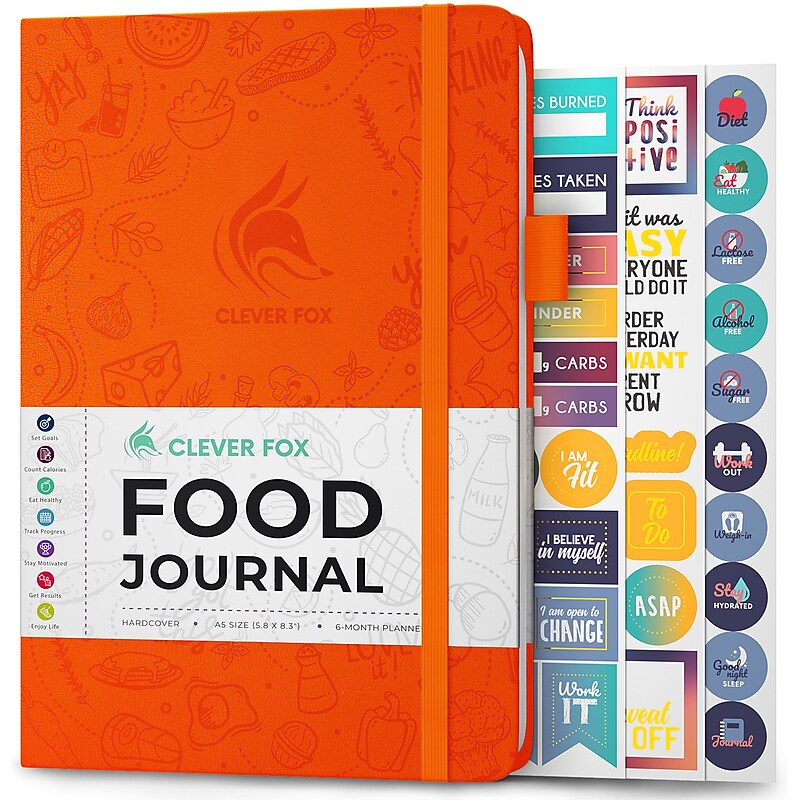 Clever Fox Food Hardcover Guided Journal, 5.83" x 8.43", Orange (KL-33NA-AXO2) image 1