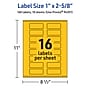 Avery Rectangle Laser/Inkjet Multipurpose Labels, 1" x 2-5/8", Bright Yellow (160/Pack)~#|#~AA20B283-BEDC-4A87-A107256017AC5428_sc7