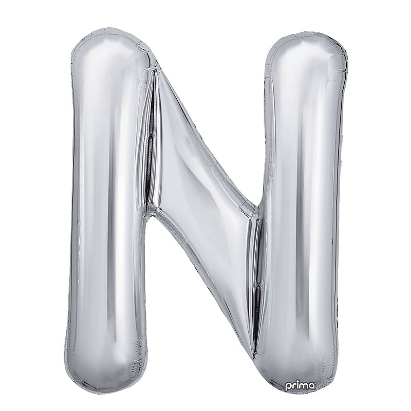 Party City (Air-Filled) 16" "N" Foil Balloon, Silver, 2/Pack (AM60050277-18) image 1