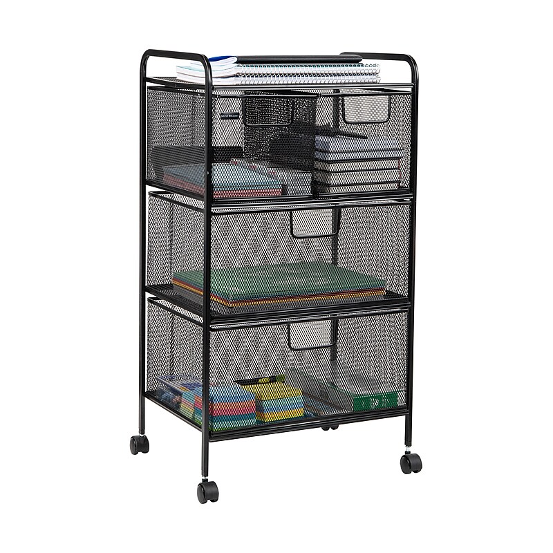 Mind Reader 4-Drawer Multipurpose Utility Cart with Wheels, Metal, Black (4DRMESH-BLK) image 1