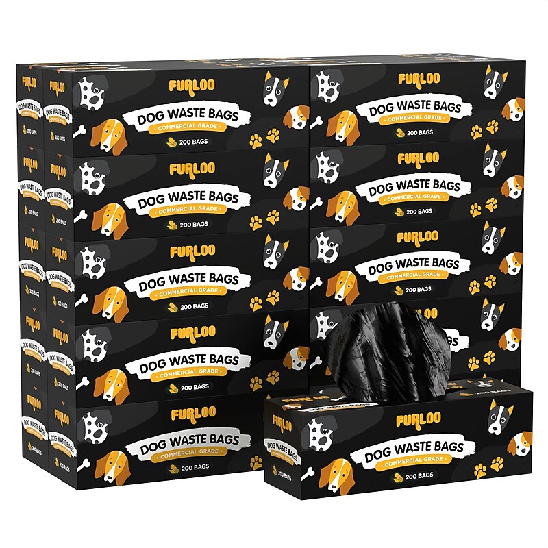 Furloo Heavy Duty Pet Waste Disposal Bags, 2 Gallons, Black, 4000 Total Bags (FLO2-20) image 1