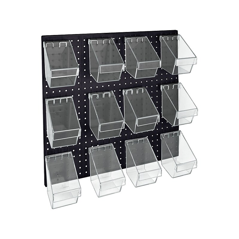 Azar 24" x 24" Pegboard 12 Mini Bucket Accessory Organizer Kit, Black, Each (700685-BLK) image 1