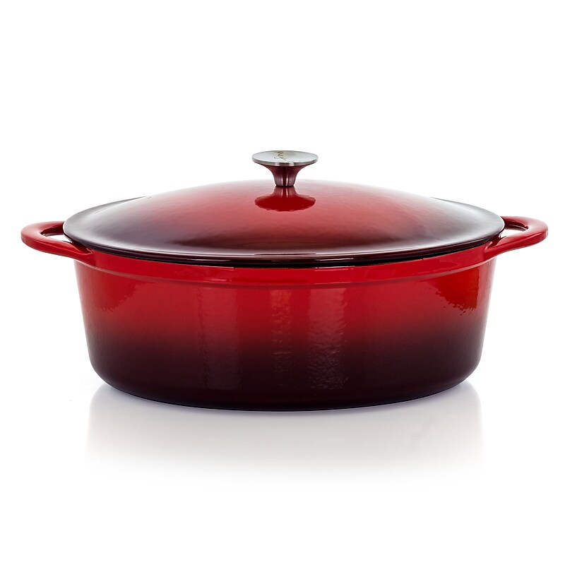MegaChef Cast Iron 7 Qt. Dutch Oven, Red (937112870M) image 1
