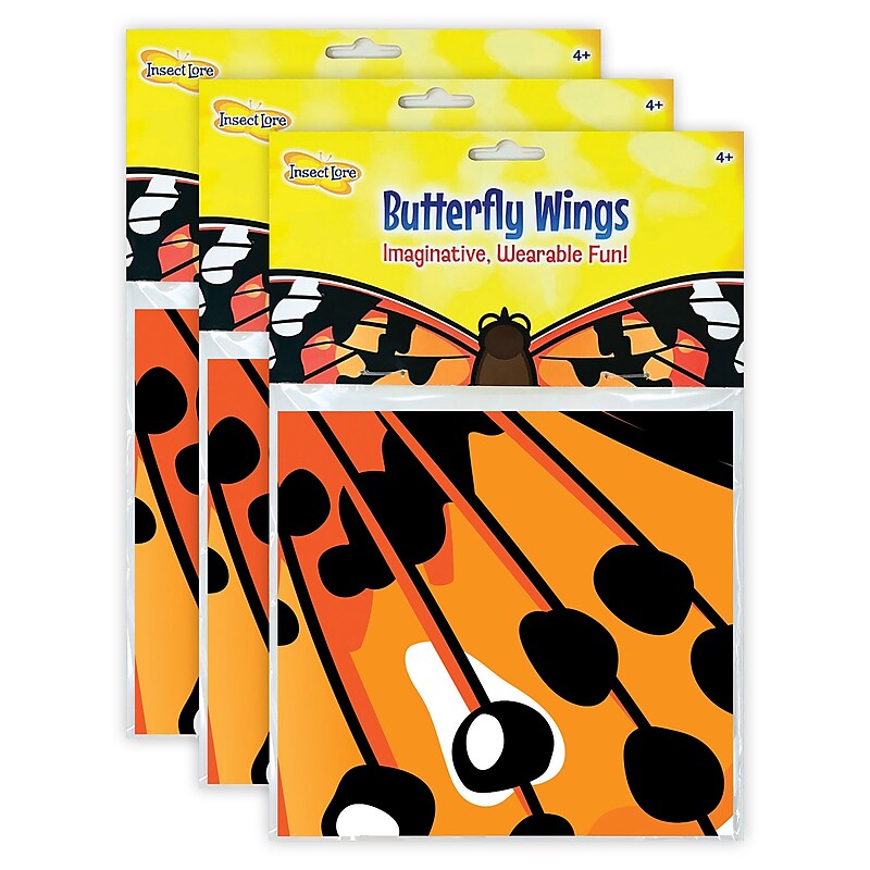 Insect Lore Dress-Up Painted Lady Butterfly Wings, Orange/Black, 3/Bundle (ILP4800-3) image 1