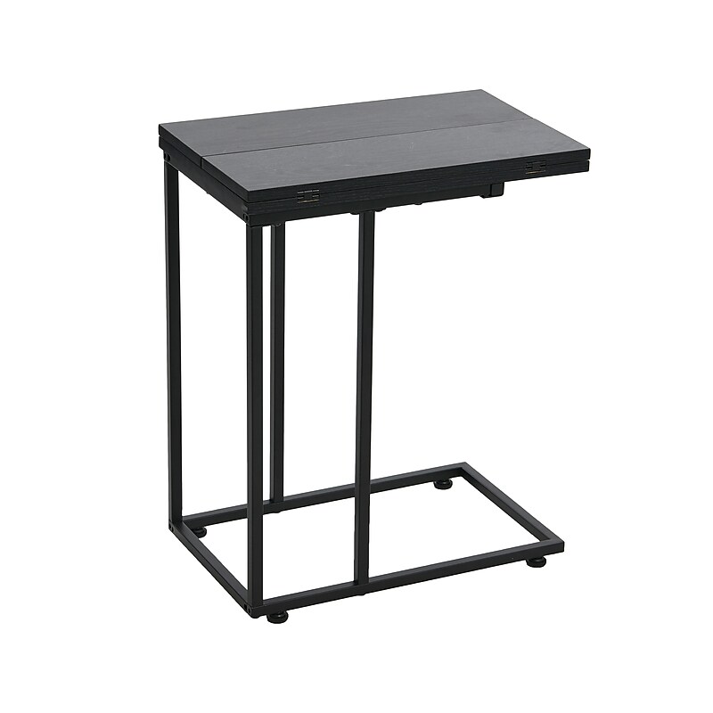 Household Essentials Jamestown 12"W x 19"D Laminate Side Table, Black Oak/Black (8194-1) image 1