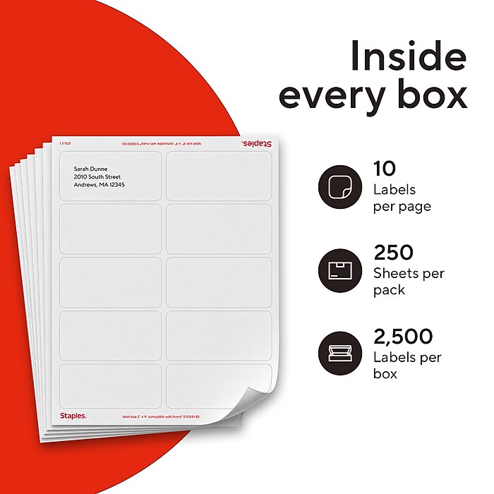 Staples Laser/Inkjet Shipping Labels, 2